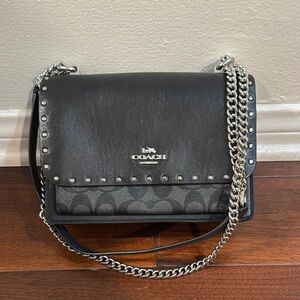 Coach Black and Gray Crossbody Bag with Chain Strap